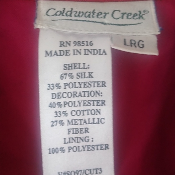 Coldwater Creek Jacket Large Red pink Blue Silk - Picture 8 of 10